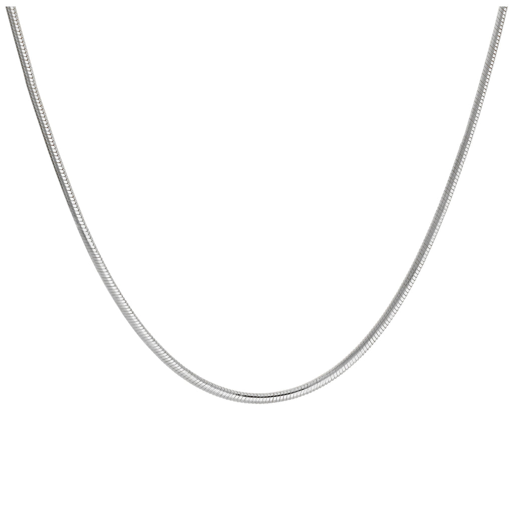 Sterling Silver 2mm Oval Snake Chain Necklace 18 Inches