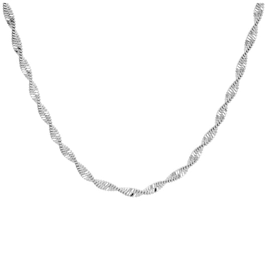 Sterling Silver Disco Snake Twist Chain Necklace 18 Inches