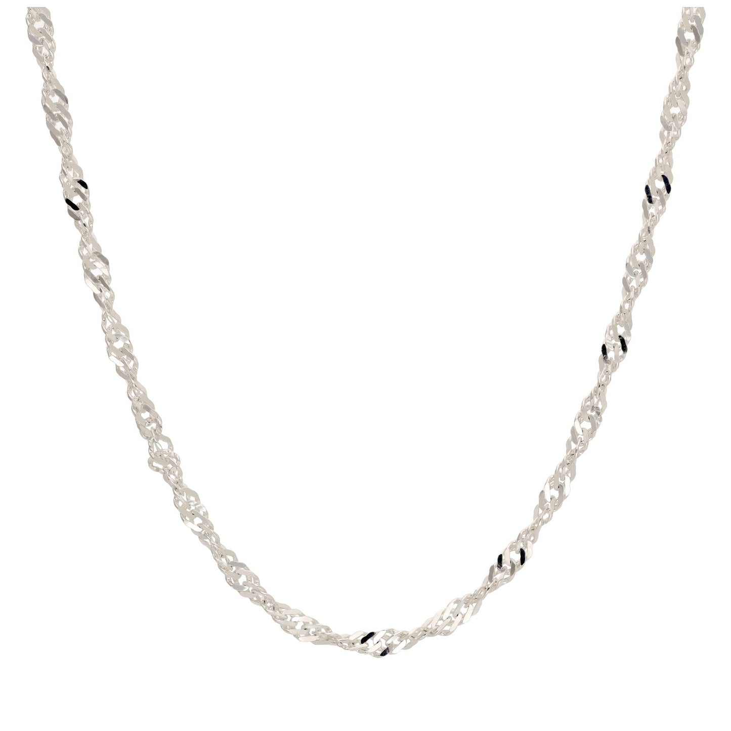 Sterling Silver Disco Snake Twist Chain Necklace 18 Inches