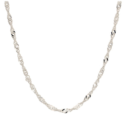 Sterling Silver Disco Snake Twist Chain Necklace 18 Inches