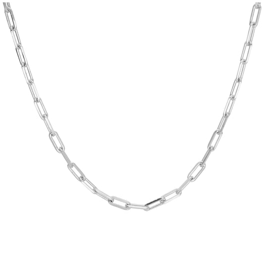 Sterlingsilber Lang Kabel Kettenglied Halskette 45,5cm