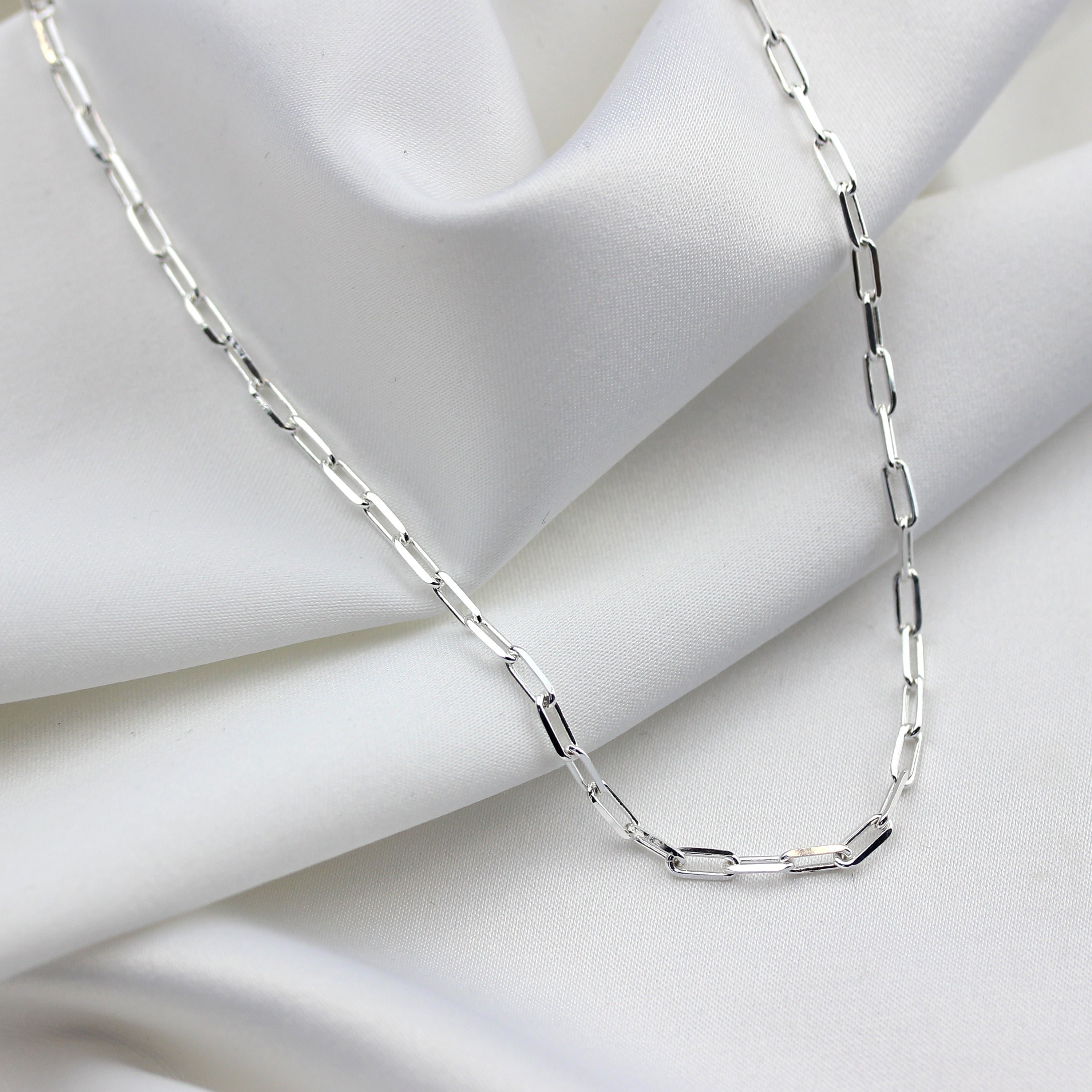Sterling Silver Long Cable Link Chain Necklace 18 Inches