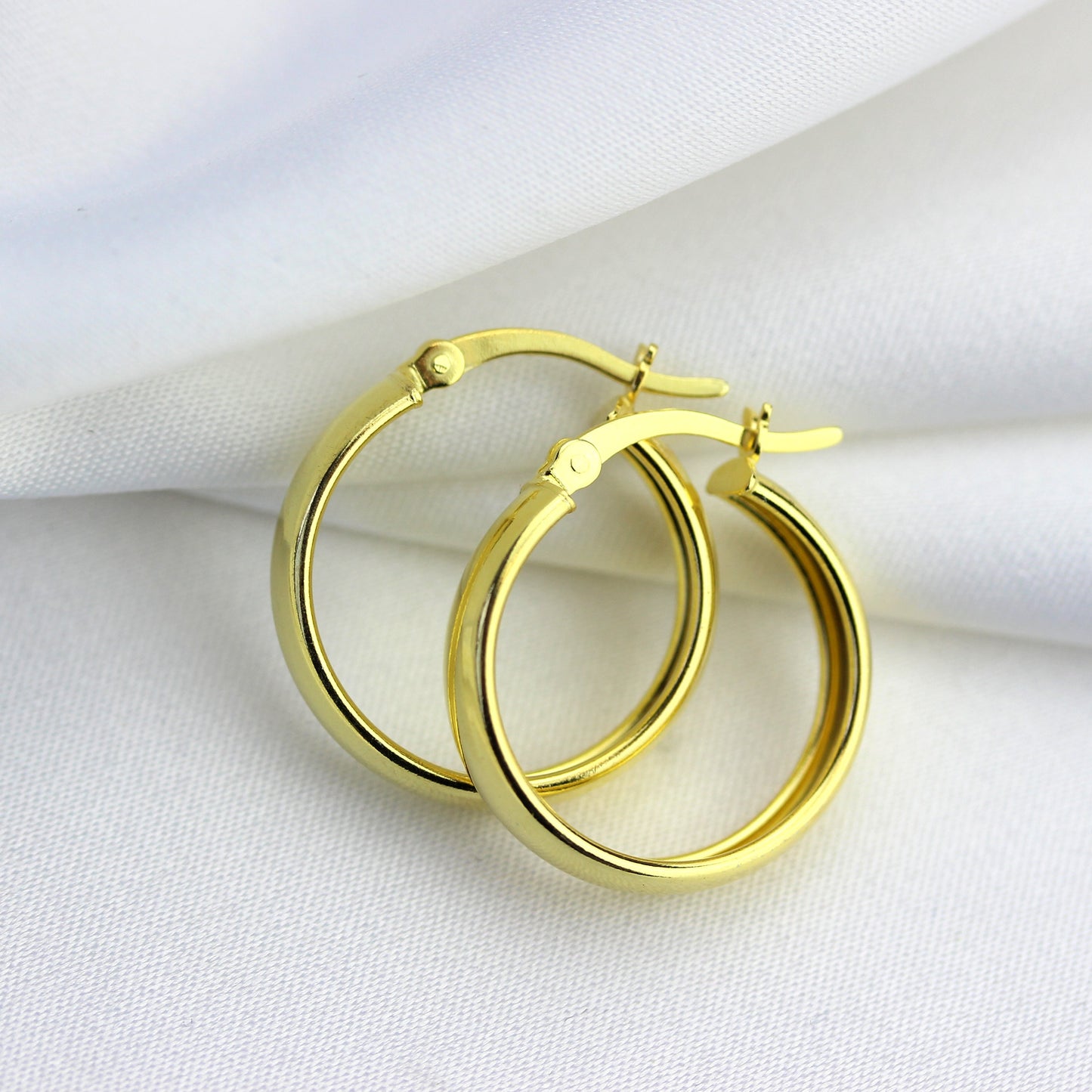 Gold Plated Sterling Silver Chunky Creole 20mm Hoop Earrings