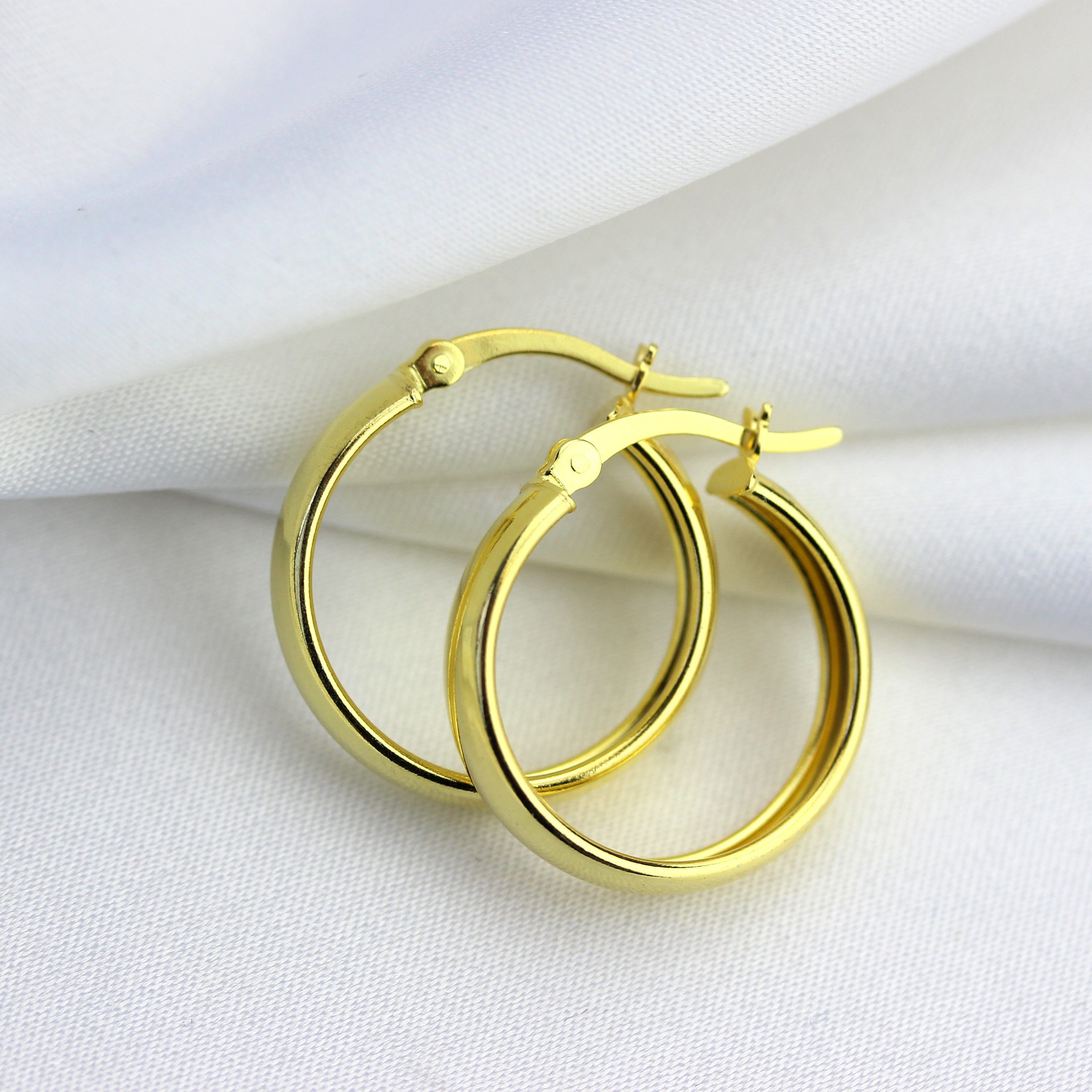 Gold Plated Sterling Silver Chunky Creole 20mm Hoop Earrings
