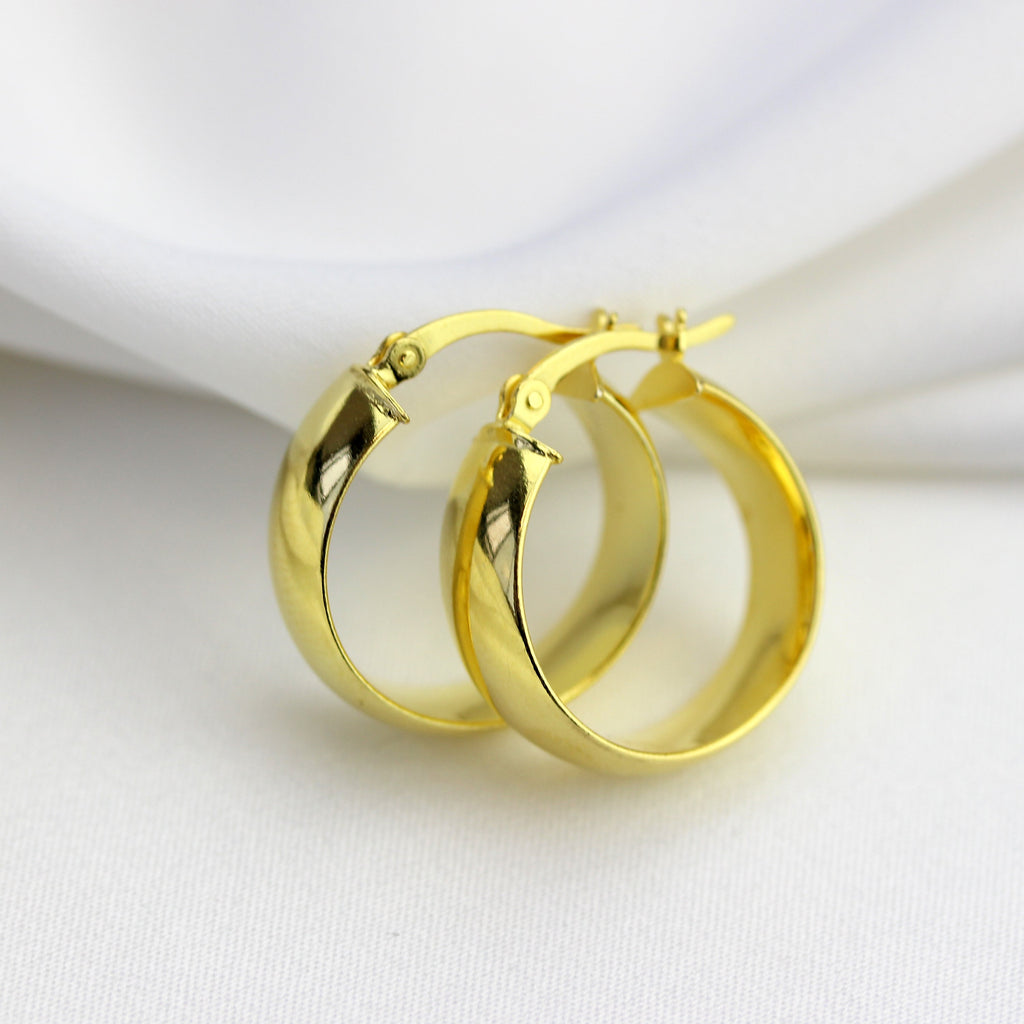 Gold Plated Sterling Silver Chunky Creole 20mm Hoop Earrings
