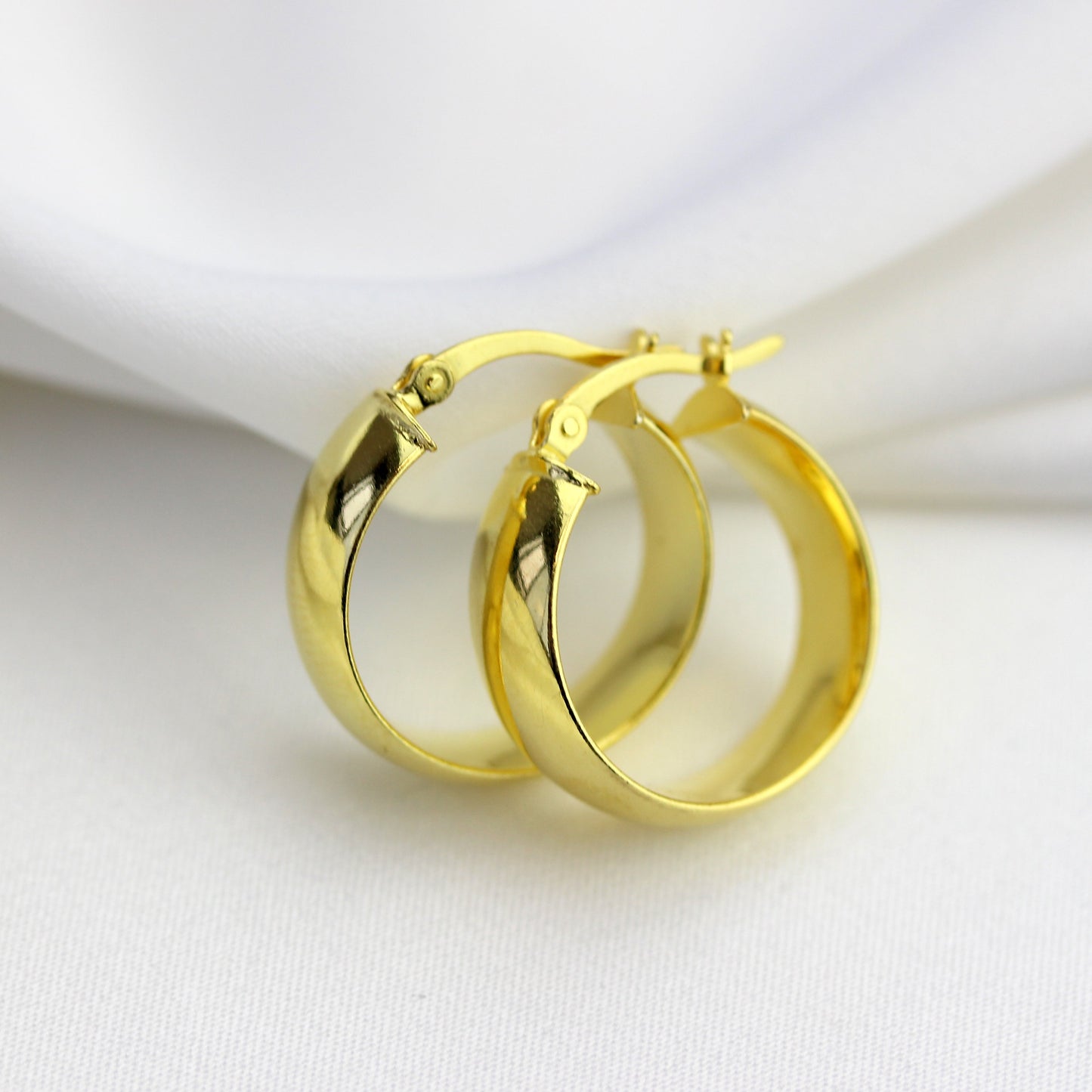 Gold Plated Sterling Silver Chunky Creole 20mm Hoop Earrings