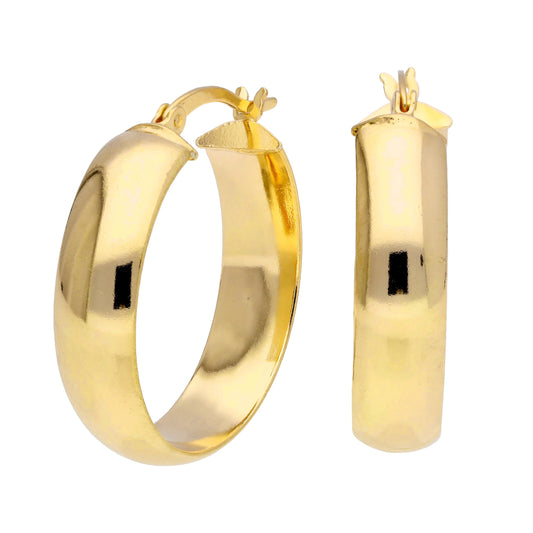 Gold Plated Sterling Silver Chunky 25mm Hoop Earrings