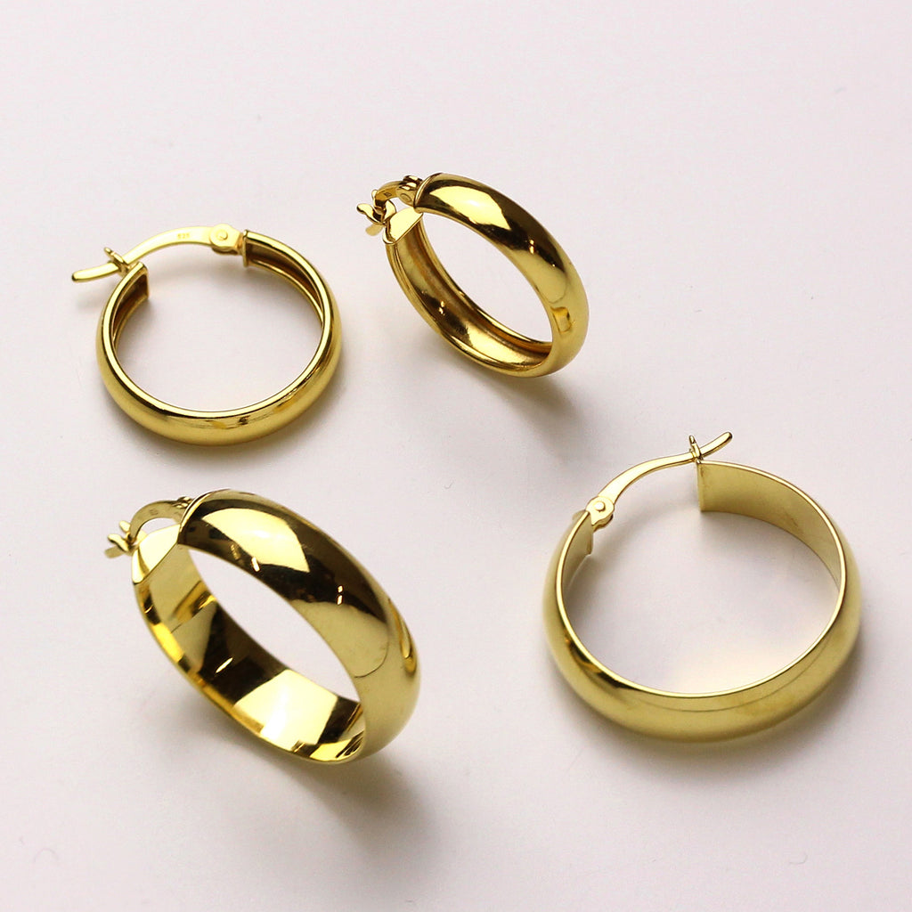 Gold Plated Sterling Silver Chunky Creole 20mm Hoop Earrings
