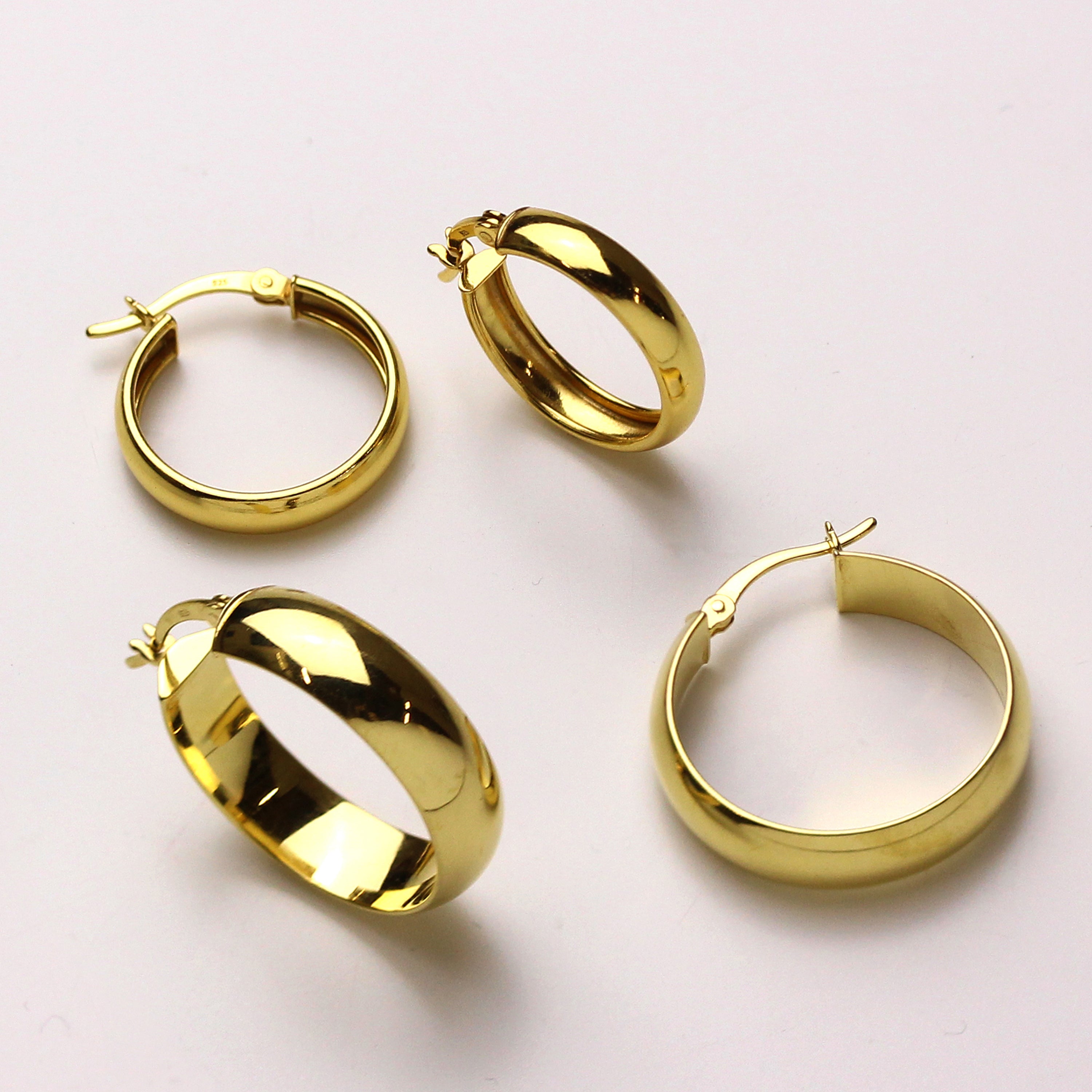 Gold Plated Sterling Silver Chunky Creole 20mm Hoop Earrings