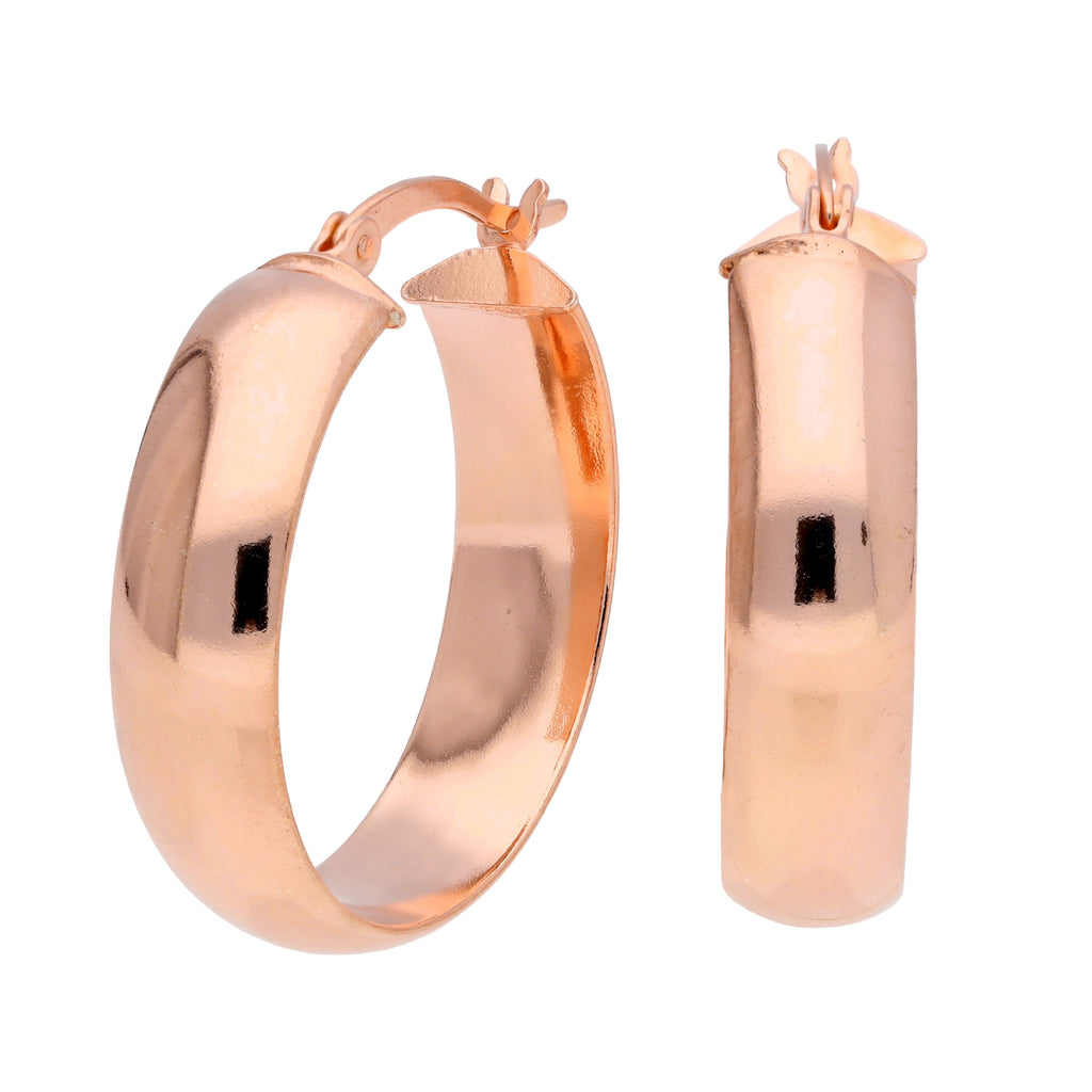 Rose Gold Plated Sterling Silver Chunky 25mm Hoop Earrings