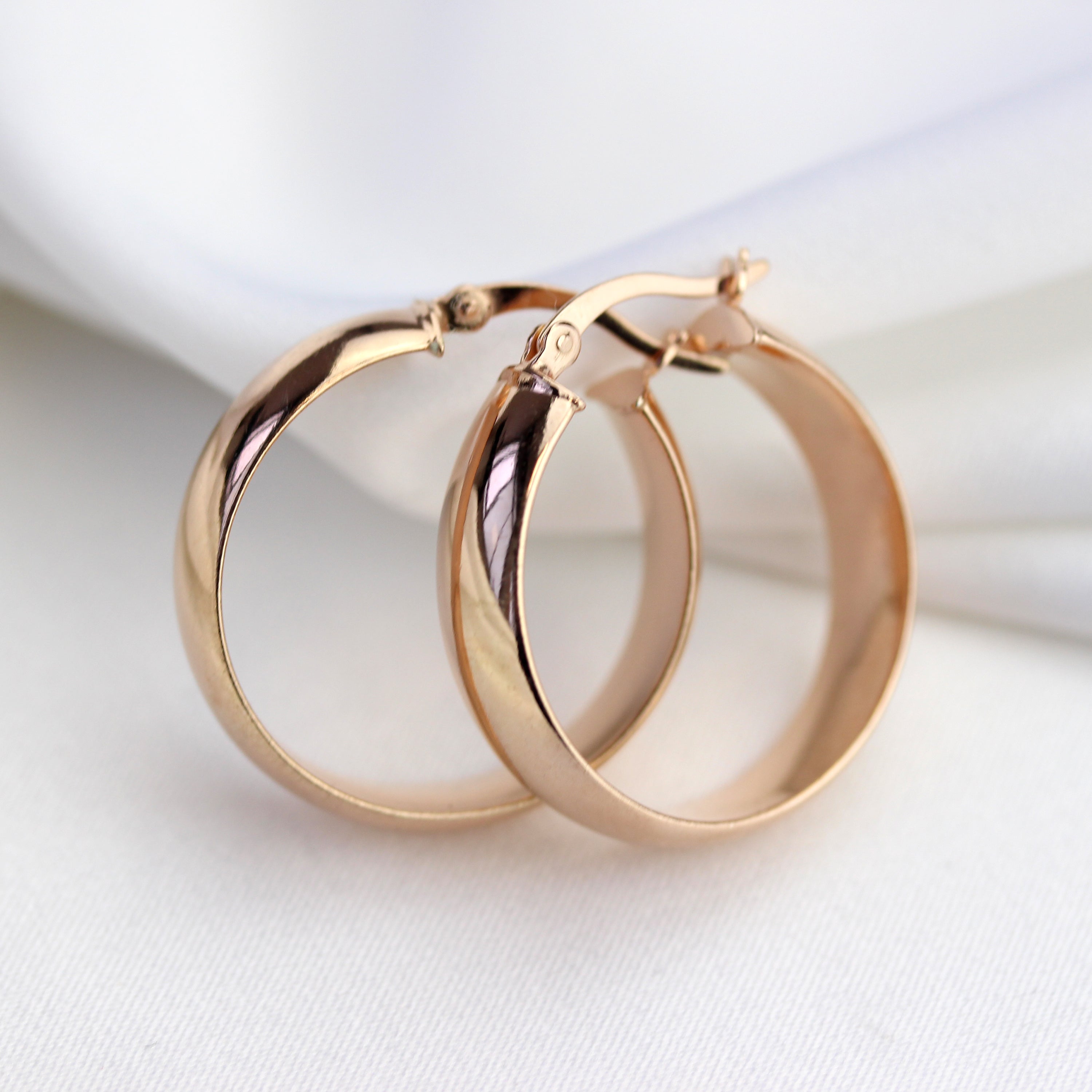 Rose Gold Plated Sterling Silver Chunky 25mm Hoop Earrings