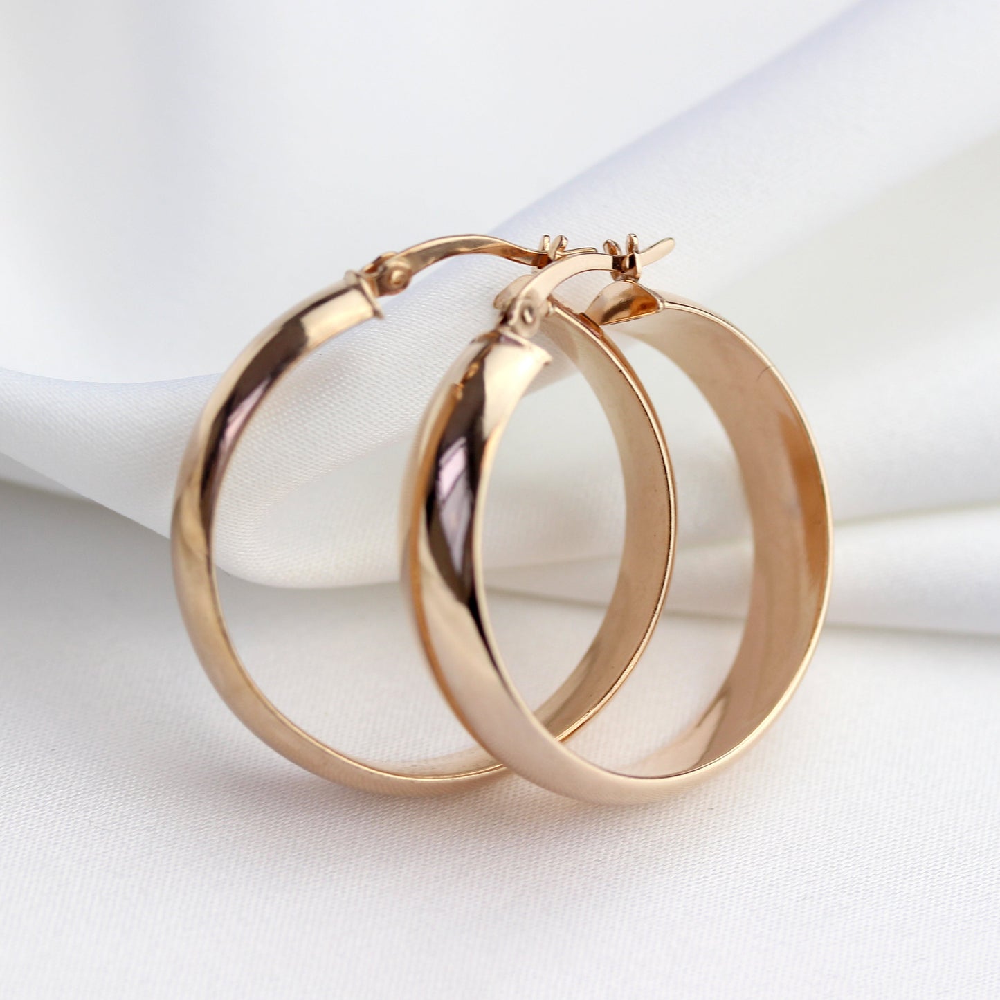 Rose Gold Plated Sterling Silver Chunky Creole 30mm Hoop Earrings
