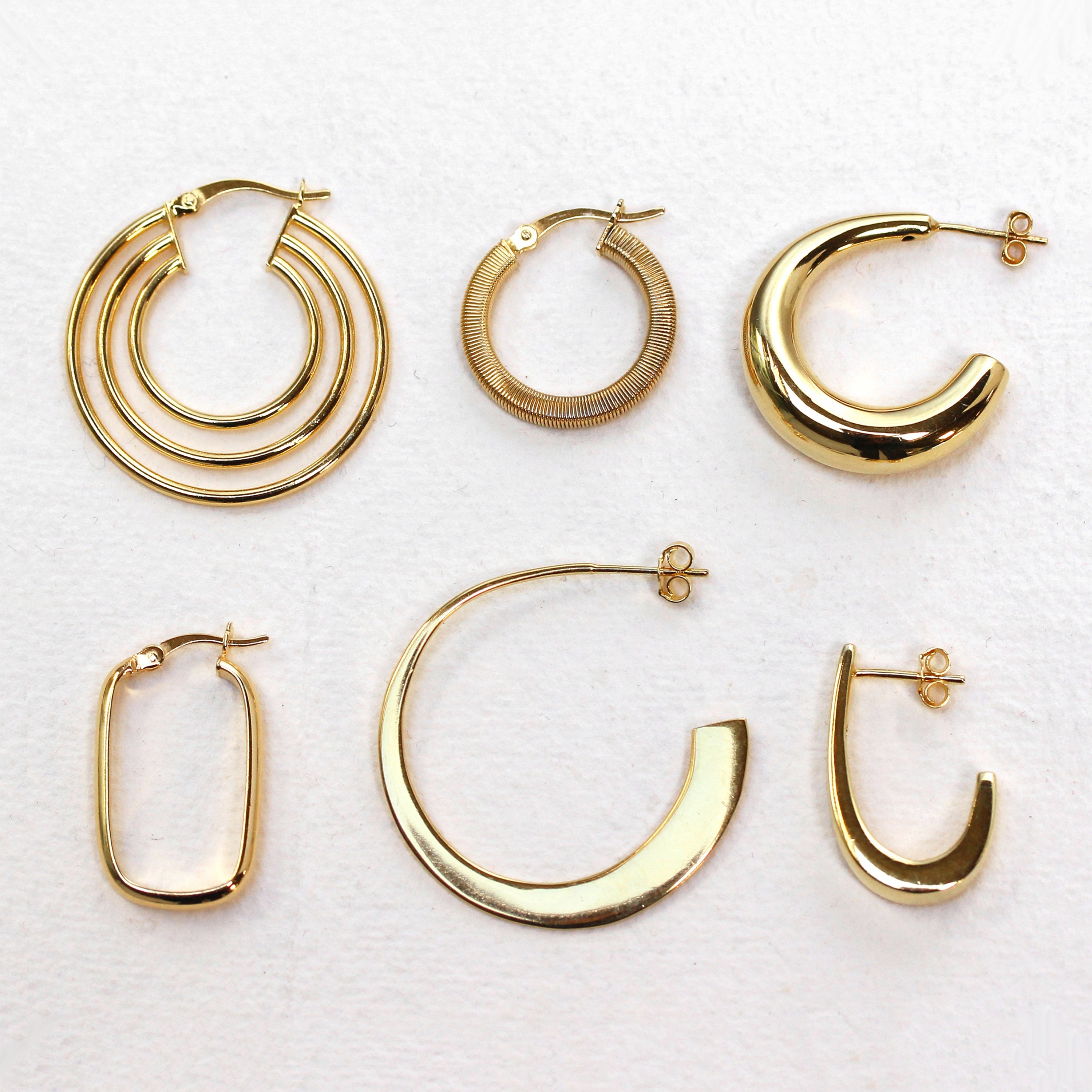 Gold Plated Sterling Silver Chunky Lined 20mm Hoop Earrings