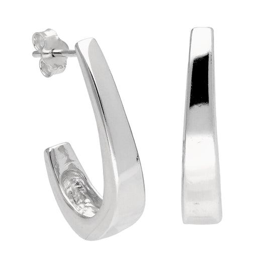 Sterling Silver Hooked Claw Open Hoop Stud Earrings