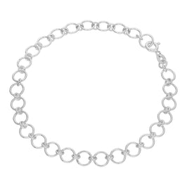 Sterling Silver Simple Round Link Chain Bracelet 7 Inches
