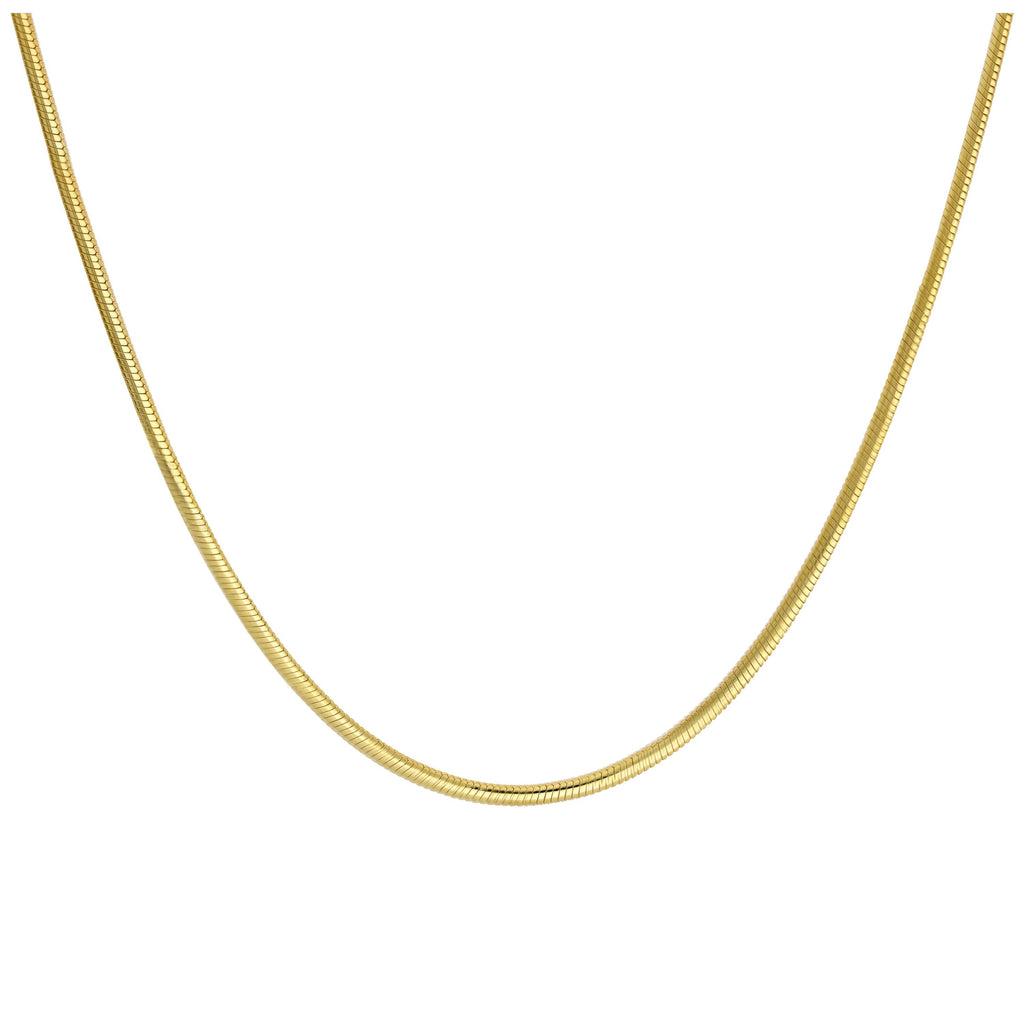 Gold Plated Sterling Silver Snake Cable Link Chain Necklace 18 Inches