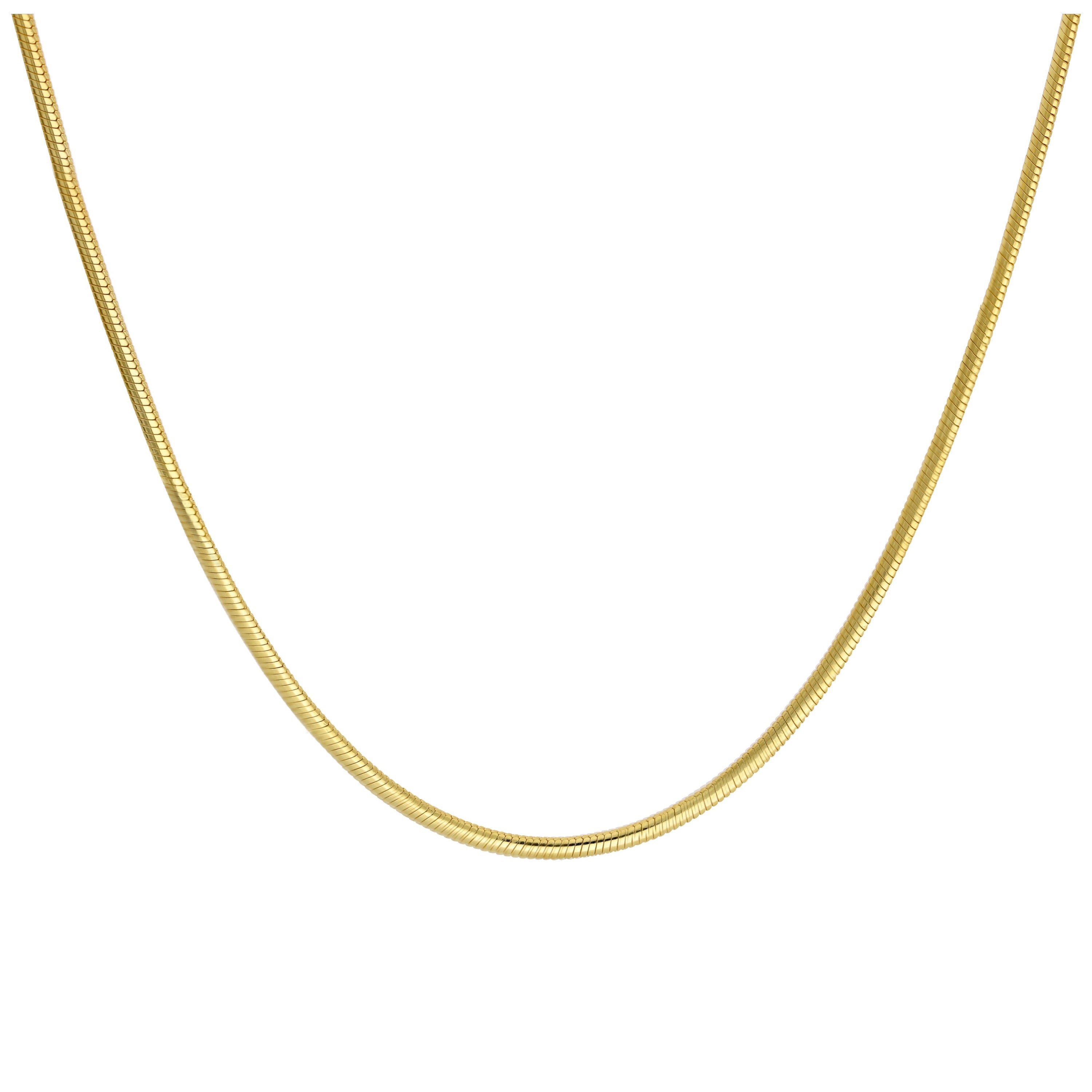 Gold Plated Sterling Silver Snake Cable Link Chain Necklace 18 Inches