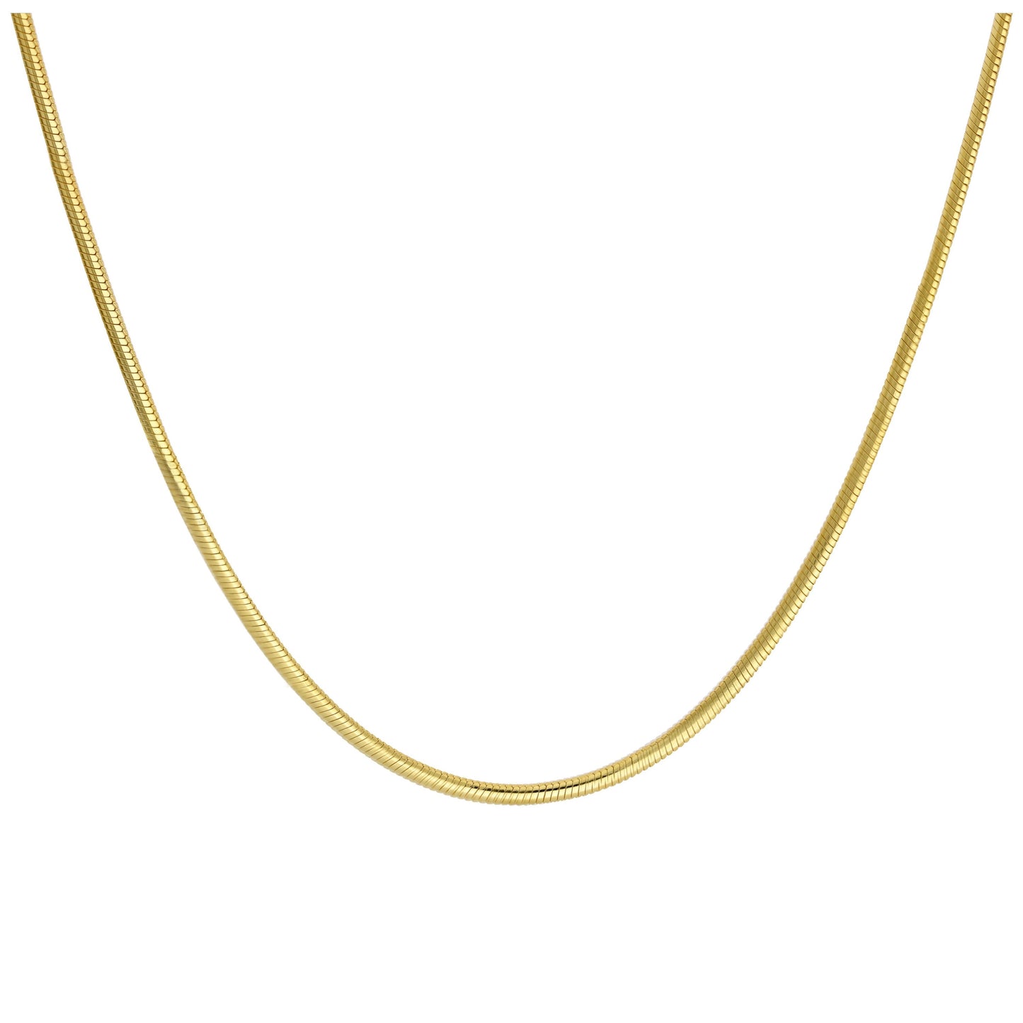 Gold Plated Sterling Silver Snake Cable Link Chain Necklace 18 Inches