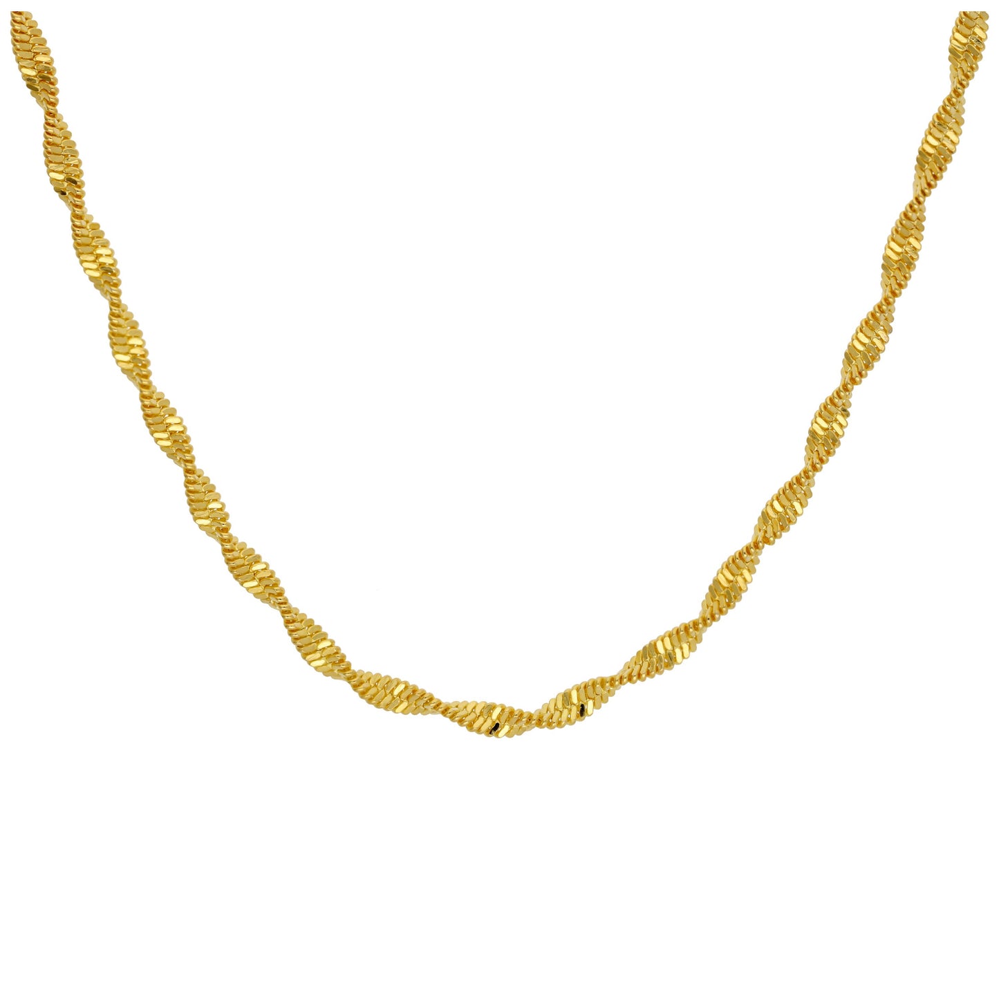 Gold Plated Sterling Silver Twisted Chain Necklace 18 Inches
