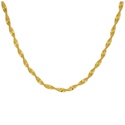Vergoldet Sterlingsilber Gedreht Kette Halskette 45,5cm