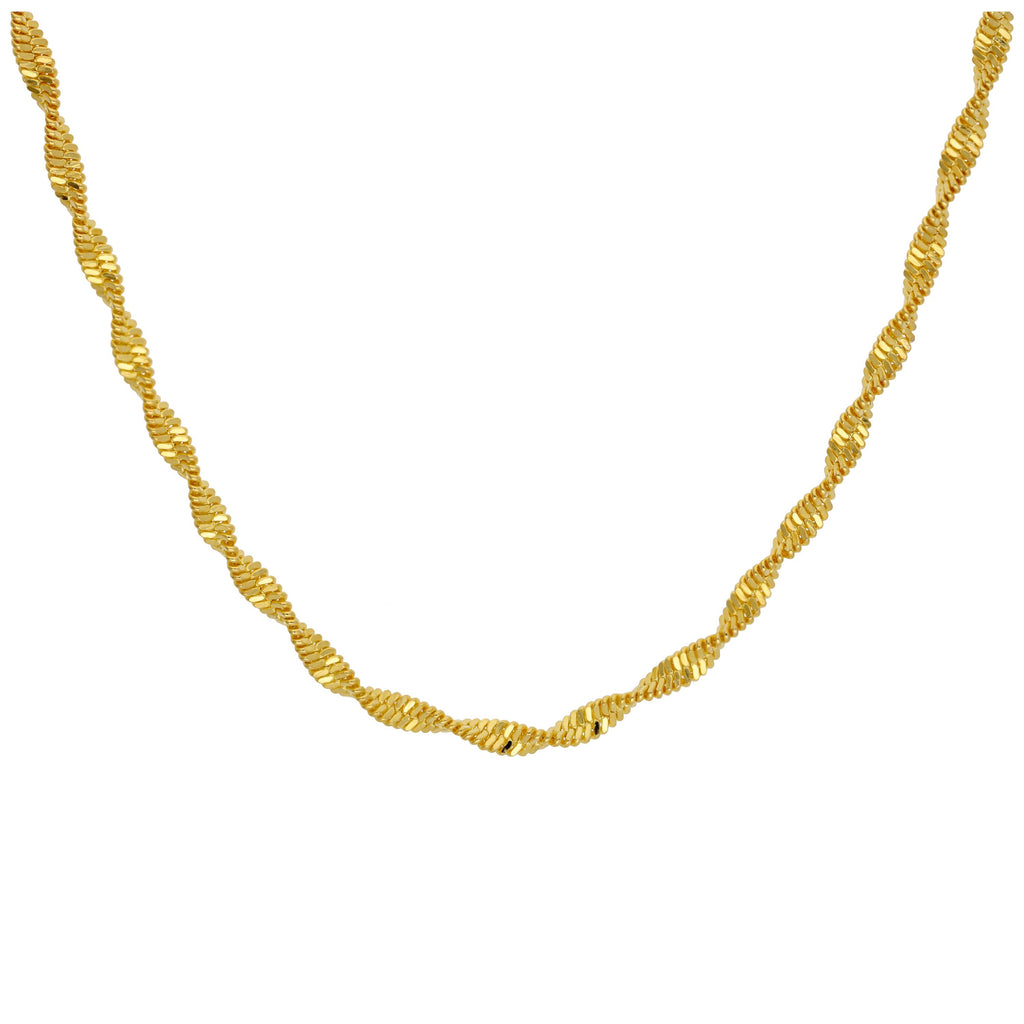 Gold Plated Sterling Silver Twisted Chain Necklace 18 Inches