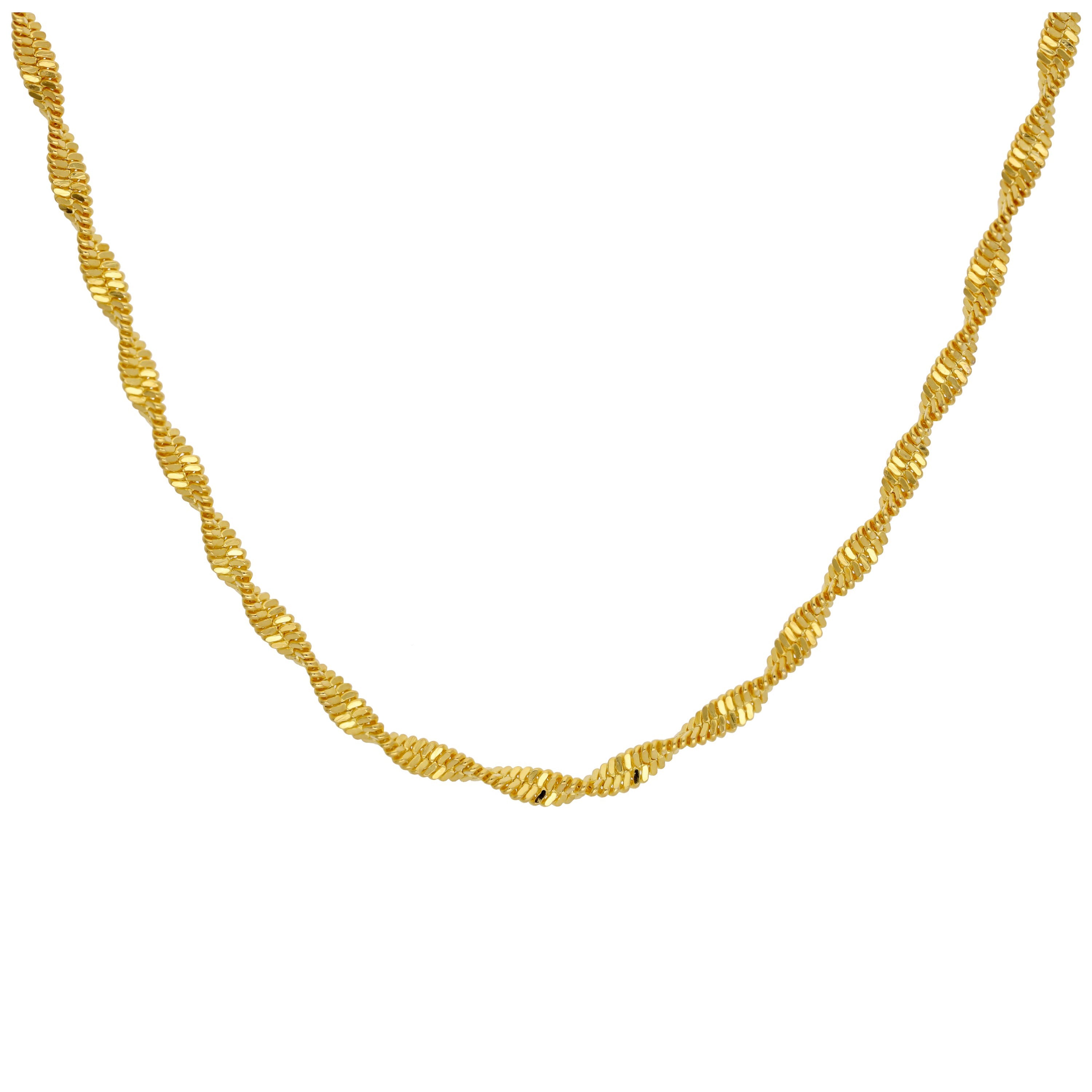 Gold Plated Sterling Silver Twisted Chain Necklace 18 Inches