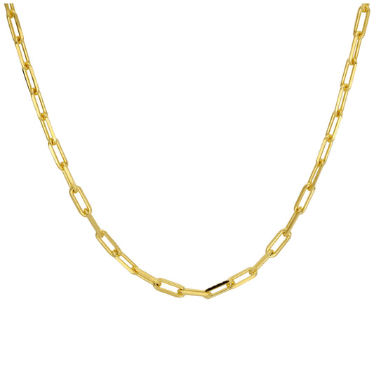 Gold Plated Sterling Silver Long Cable Link Necklace 18 Inches