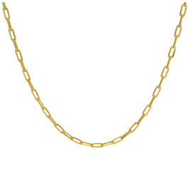 Gold Plated Sterling Silver Flat Long Link Necklace 18 Inches