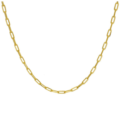 Gold Plated Sterling Silver Flat Long Link Necklace 18 Inches