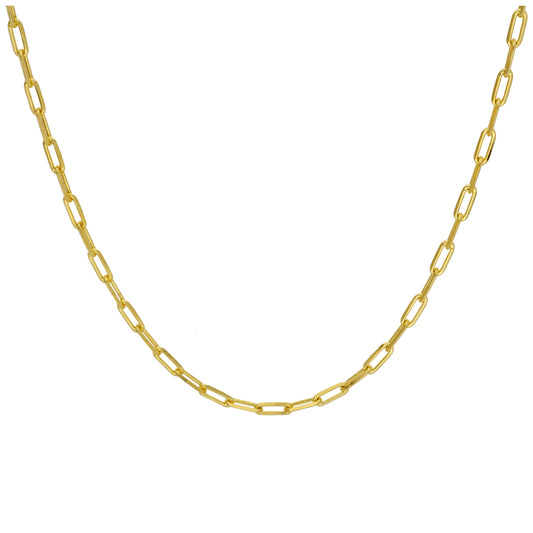 Gold Plated Sterling Silver Long Link Cable Necklace 18 Inches