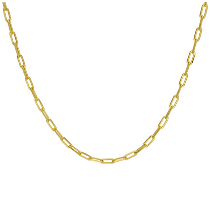 Gold Plated Sterling Silver Long Link Cable Necklace 18 Inches