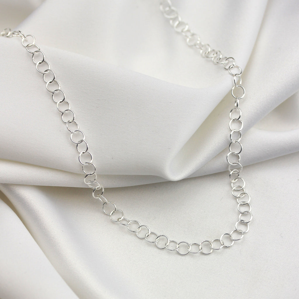 Sterling Silver Light 5mm Rolo Link Chain Necklace 18 Inches