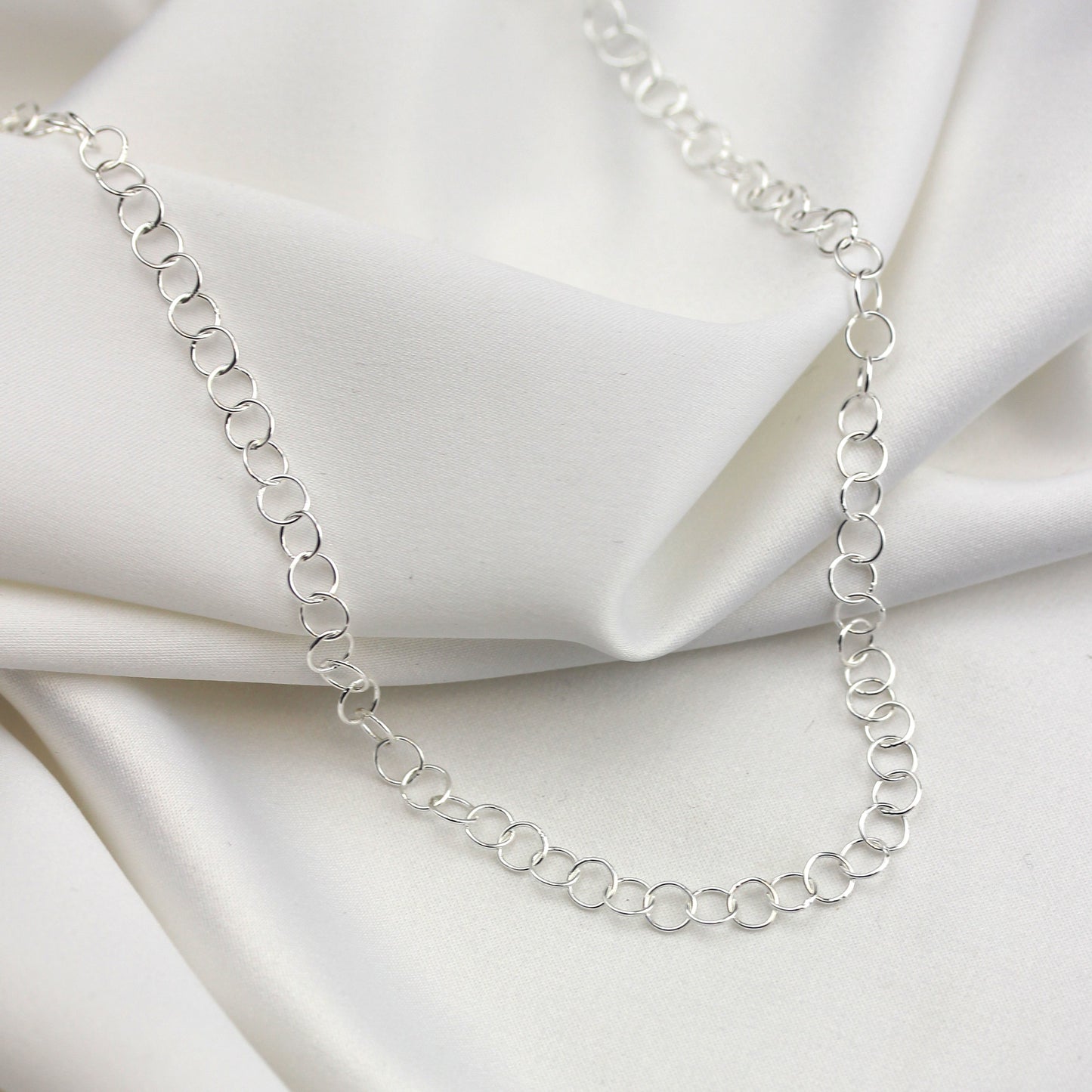 Sterling Silver Light 5mm Rolo Link Chain Necklace 18 Inches