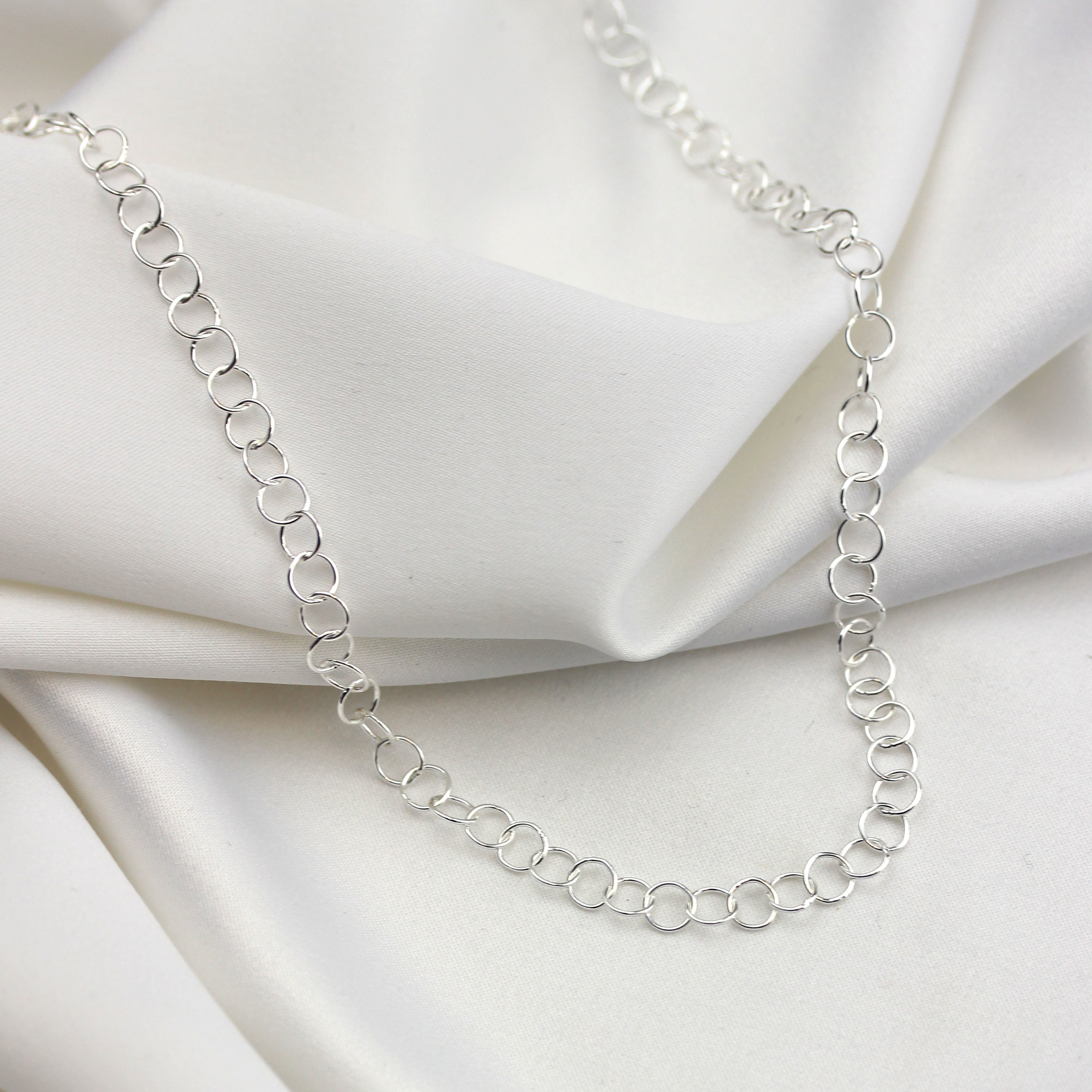Sterling Silver Light 5mm Rolo Link Chain Necklace 18 Inches