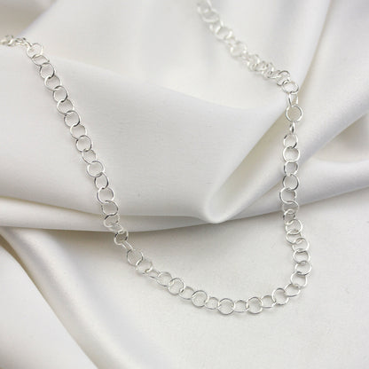 Sterling Silver Light 5mm Rolo Link Chain Necklace 18 Inches