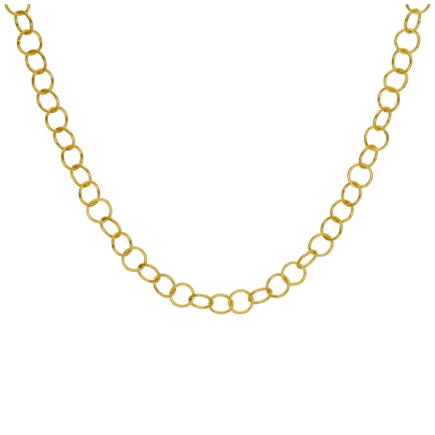 Gold Plated Sterling Silver Light 5mm Rolo Necklace 18 Inch