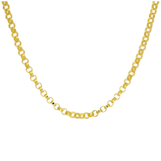 Gold Plated Sterling Silver Thick 4mm Rolo Necklace 18 Inch