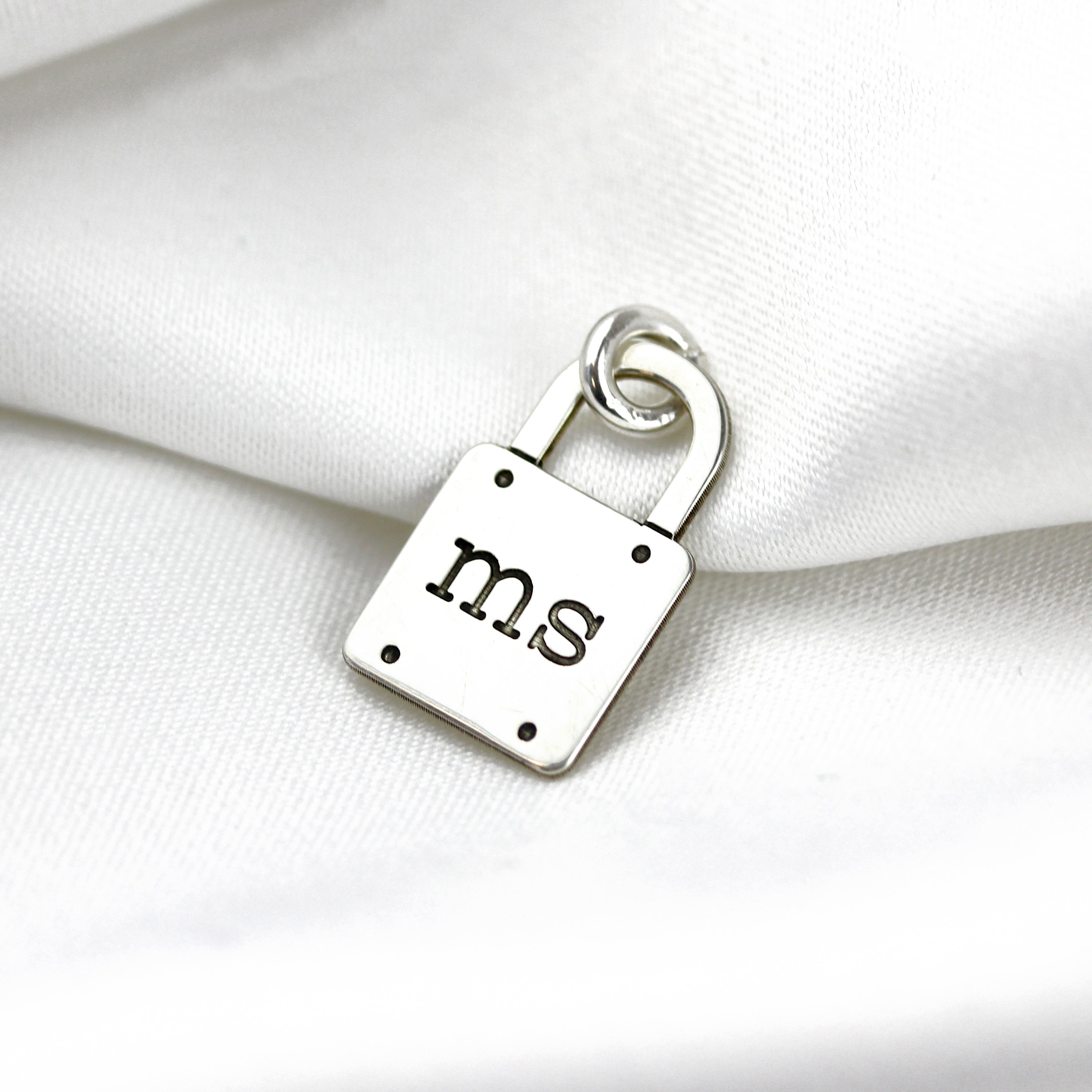 Bespoke Sterling Silver Initials Padlock Charm