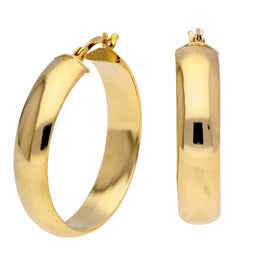 Gold Plated Sterling Silver Wide Creole 30mm Hoop Earrings