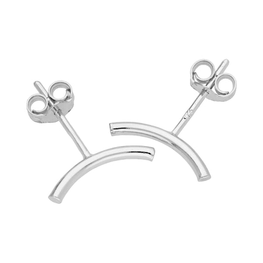 Sterling Silver Curve Bar Stud Earrings