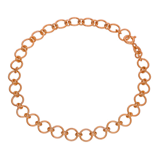 Rose Gold Plated Sterling Silver Link Chain Bracelet 7 Inch