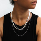 Sterling Silver 3 Row Bolt Ring Tube Layer Necklace Clasp