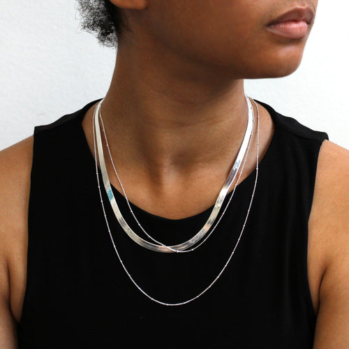 Sterling Silver 3 Row Bolt Ring Tube Layer Necklace Clasp