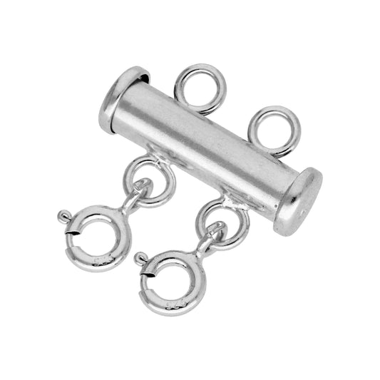 Sterling Silver 2 Row Bolt Ring Layer Necklace Clasp