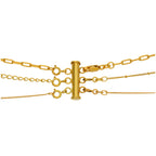 Gold Plated Sterling Silver 3 Row Bolt Ring Layer Necklace Clasp