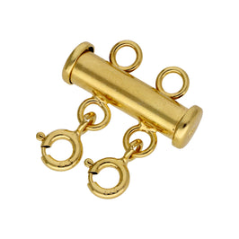 Gold Plated Sterling Silver 2 Row Bolt Ring Layer Necklace Clasp