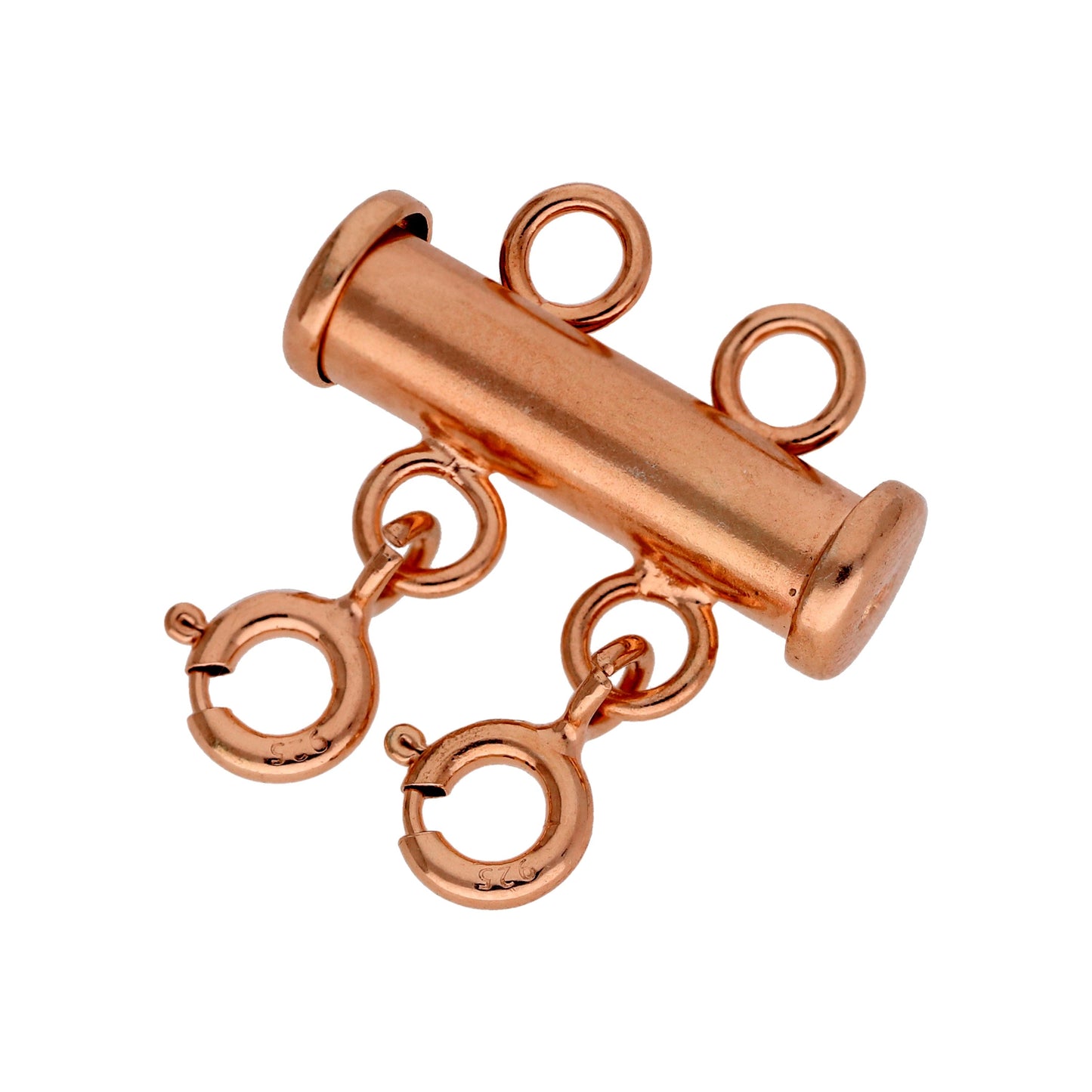 Rose Gold Plated Sterling Silver 2 Row Layer Necklace Clasp