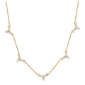 Gold Plated Sterling Silver Multi Trio CZ Cluster Necklace