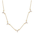 Gold Plated Sterling Silver Multi Trio CZ Cluster Necklace