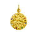 Gold Plated Sterling Silver Multicolour CZ Medallion Charm